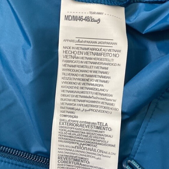 UA UNDER ARMOUR Teal Nylon Lightweight Windbreaker Jacket Loose Fit short medium - Picture 5 of 5